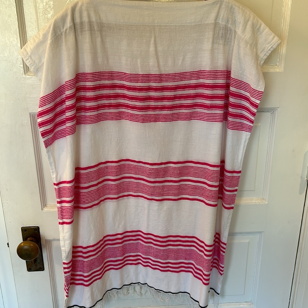 Lemlem White and Pink Striped Blouse/kaftan/tunic - Picture 3 of 5
